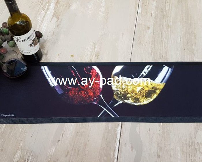 AY Personalised Black Bar Beam Mat Runners Shot Name Printing Drip Bar Mates Size Custom Absolute Rubber Beer Bar Mat For Sale